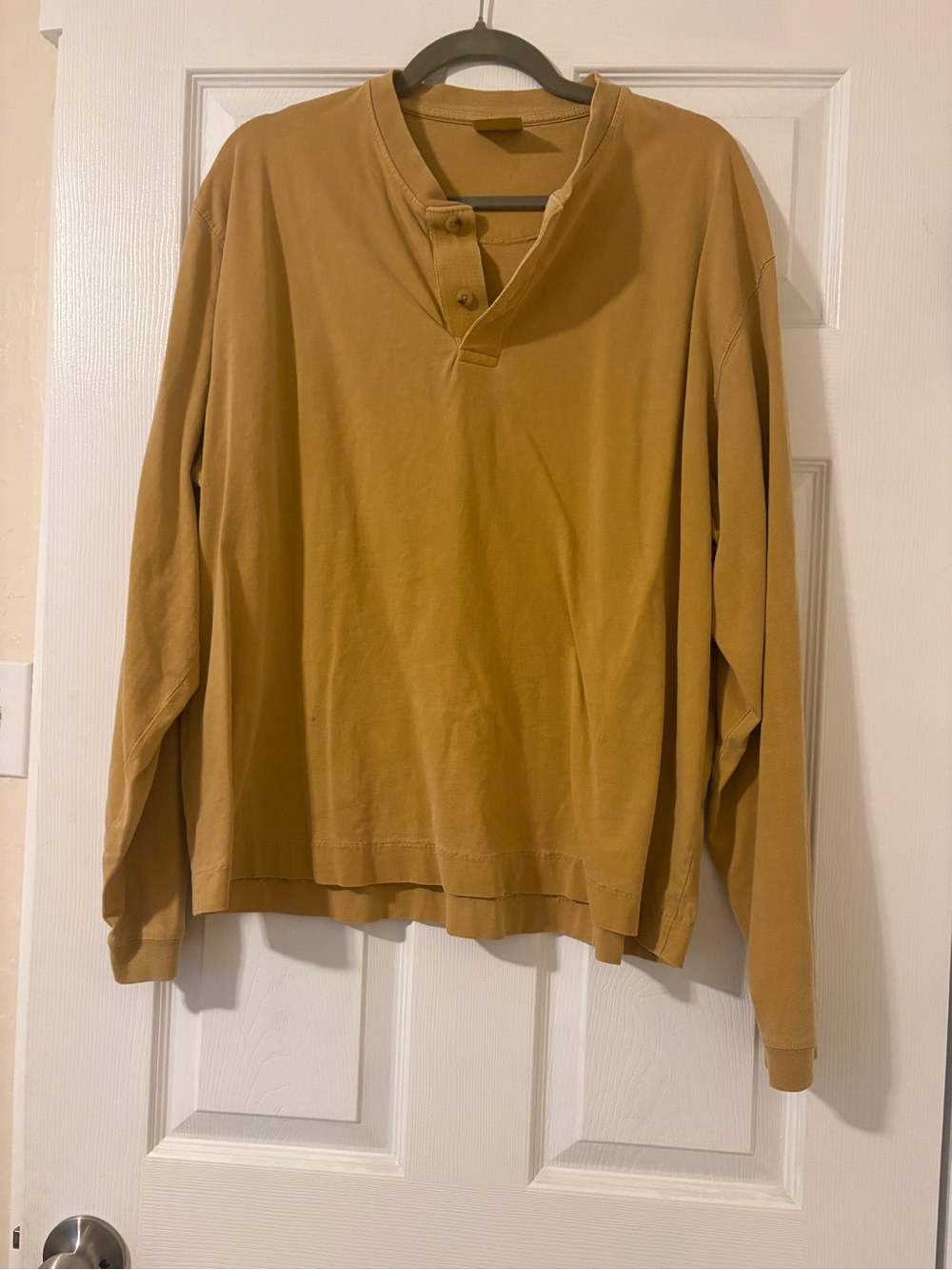 Woolrich Men's Long Sleeve Henley in Mustard